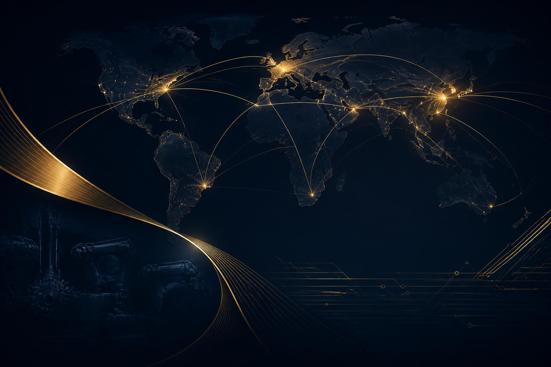 Global trade routes and industrial network